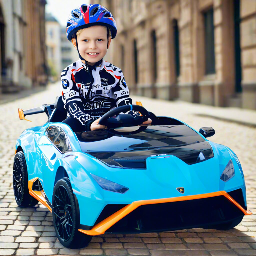 Lamborghini Huracan STO Drift Electric 24V Children Ride on Car With Remote - Blue