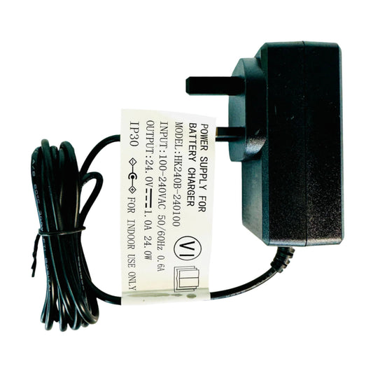 24V-1.0A Universal Battery Charger for 24V Electric Ride on Cars Quad Bike - UKCA CE Aprroved