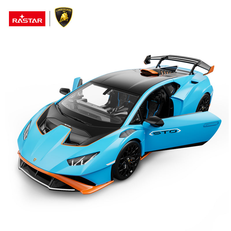 63800 Rastar Lamborghini Huracán STO Die cast 1:18 Scale Toy Car with Open Doors - Blue