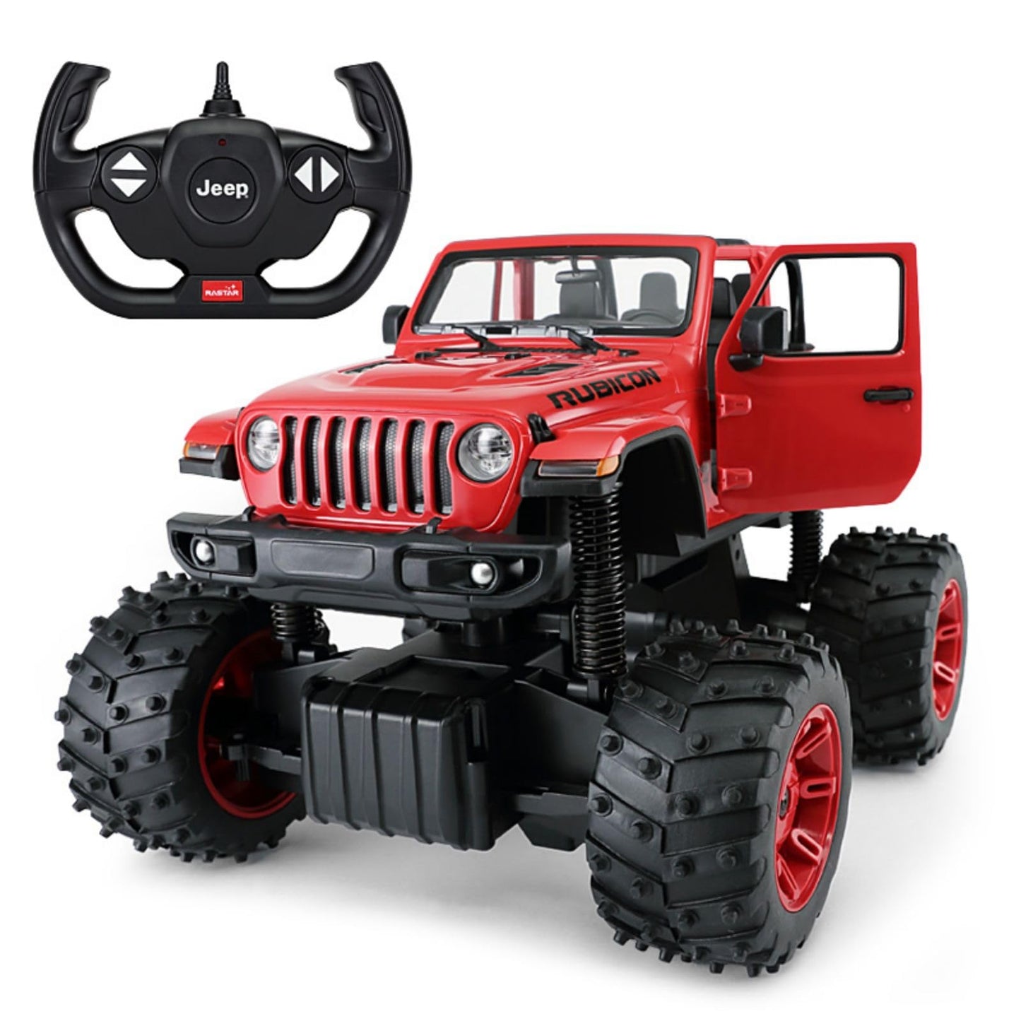 79410 Rastar RC 1:14 JEEP Wrangler Rubicon Big foot Kids Remote Control Car - Red