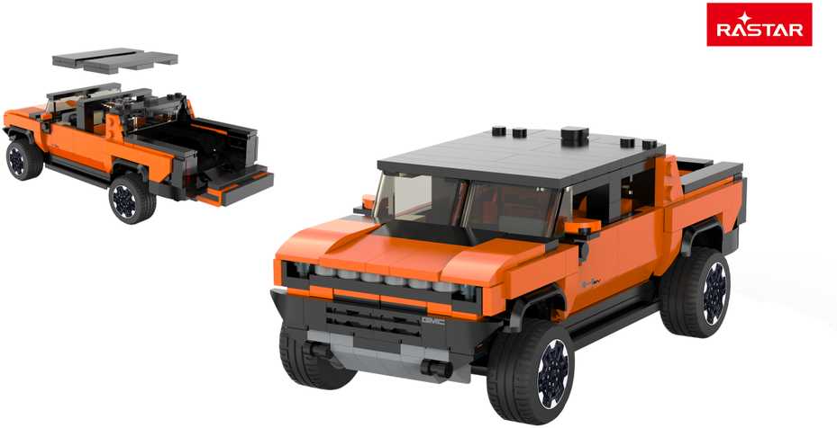 93700 Rastar 1:30 Hummer EV Bricks/Assemble Kids Toy Car - Orange