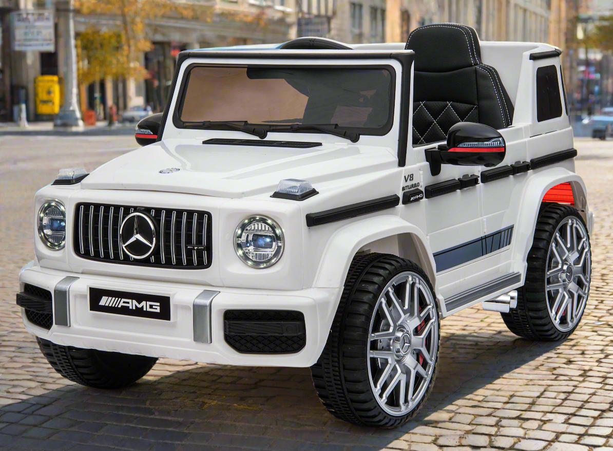 Mercedes G63 12v Ride on Car SUV with Remote - White - With Leather Seat & EVA Wheels