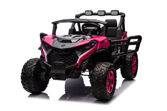 24v Kids 2 Seater Ride on UTV Buggy With Remote Leather Seats EVA Wheels 4 x Motors - Pink