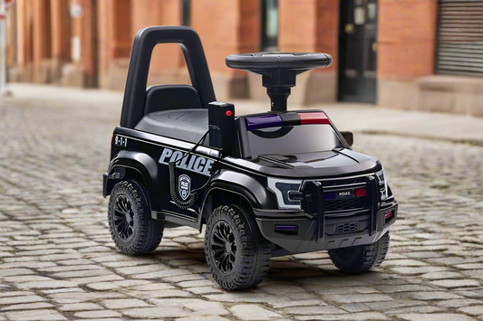 New Police Car Push Along Foot to Floor Ride on for Kids Black