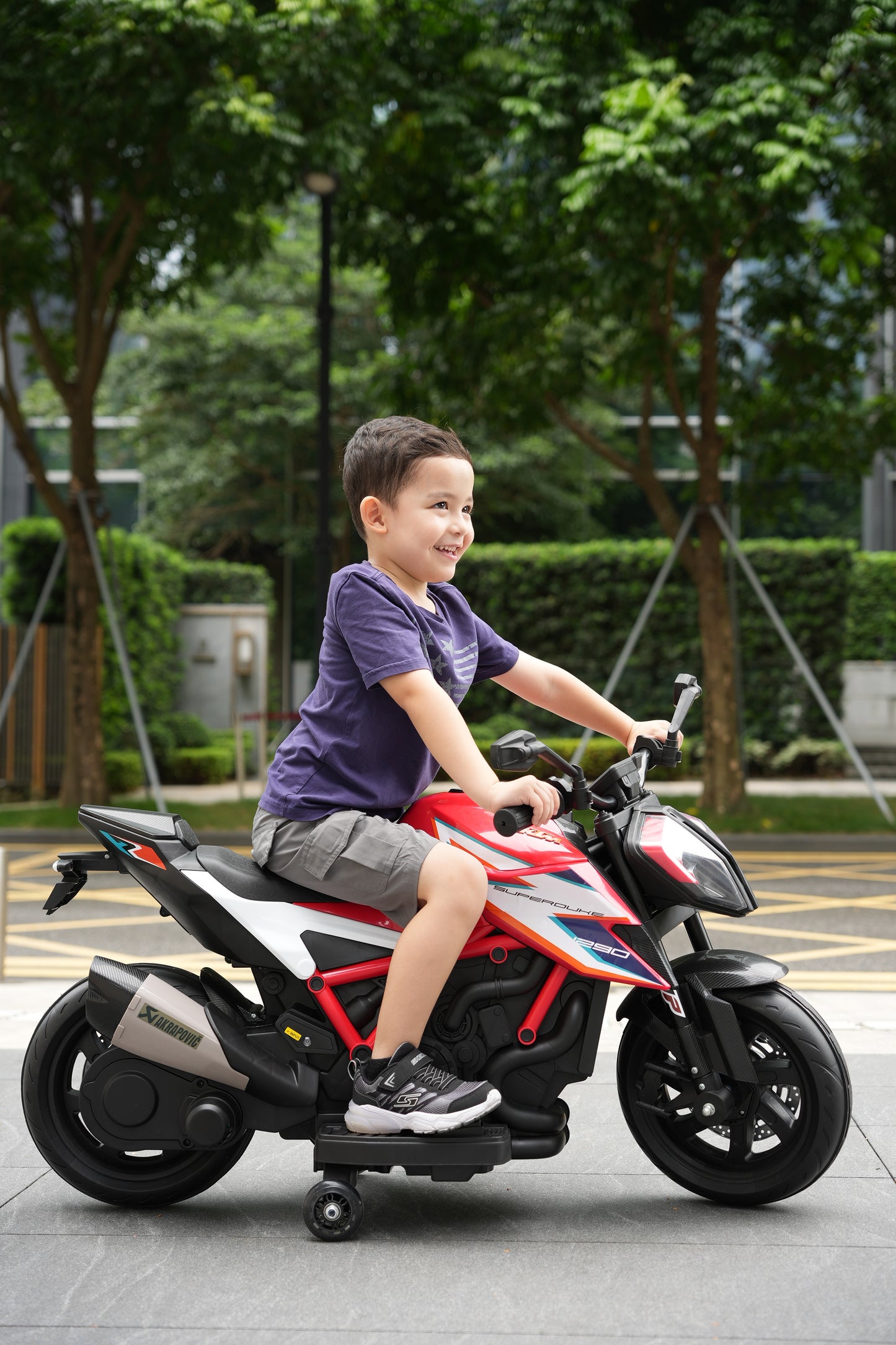 Official KTM Superduke 12v Ride On Kids Bike with Extra Power & Stabilizers - Red