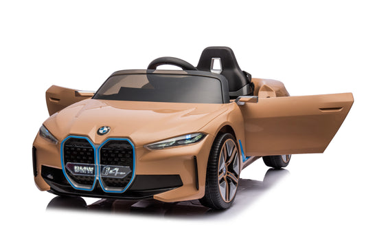 Licensed BMW i4 Electric 12V Kids Ride on Toy Car With Remote - Metallic Gold