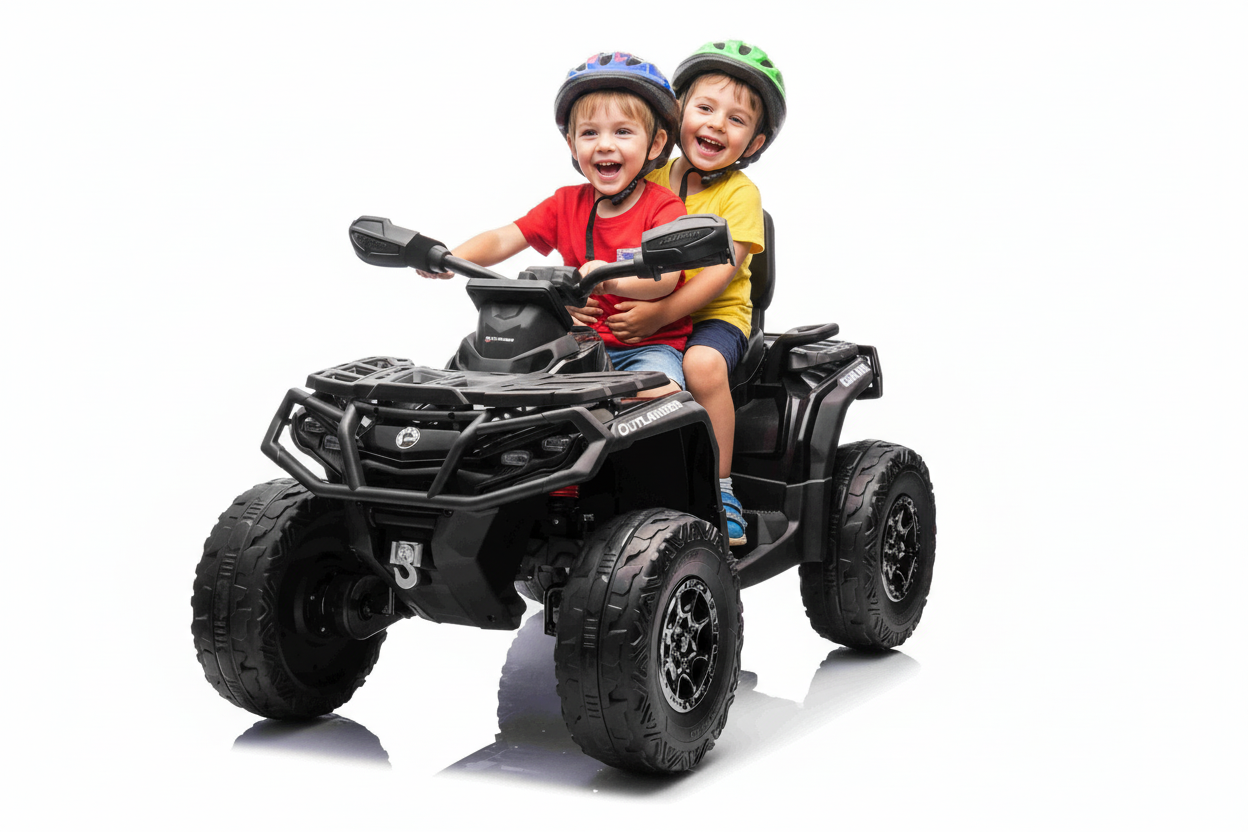 Licensed Cam Am 24V Electric Kids Ride on Outlander Two Seats Quad Bike in Black
