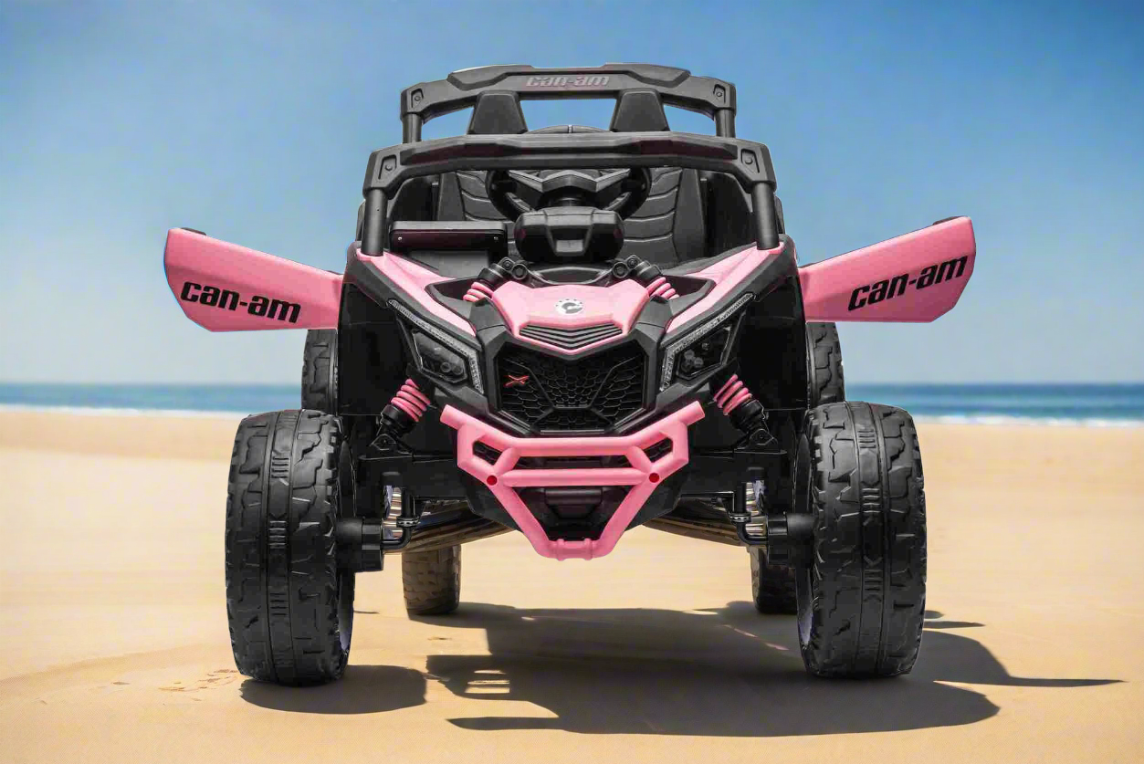 New 24v Can Am Maverick Kids Ride on UTV Buggy 4 Motors and Remote - Pink