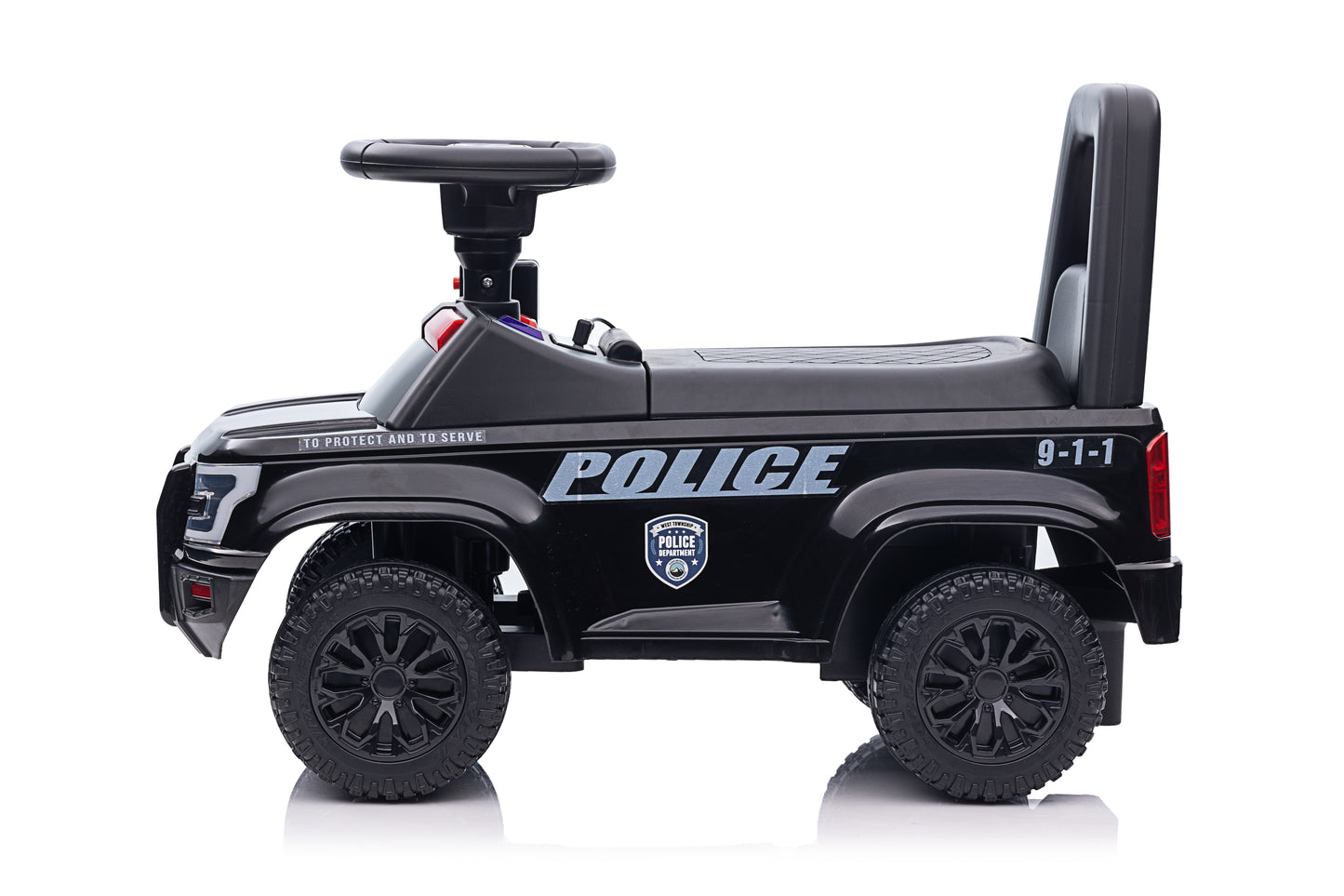 New Police Car Push Along Foot to Floor Ride on for Kids Black