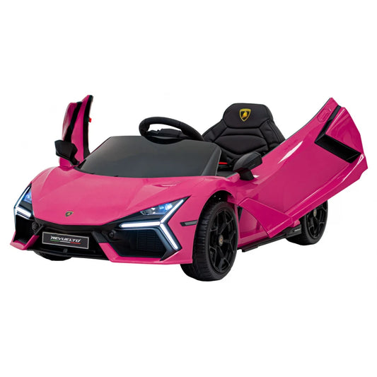 Lamborghini Revuelto 12V Kids Ride on Car With Remote Leather Seats EVA Wheels - Pink