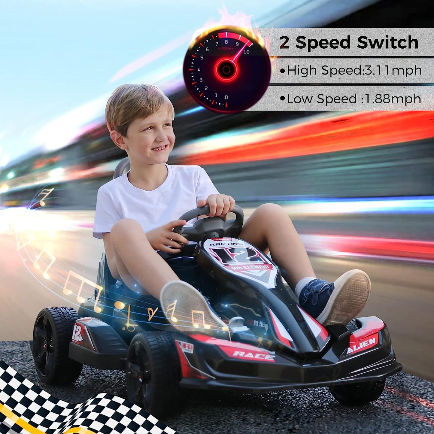 New Predatour 12V Electric Kids Ride on Go Kart with Parent Remote - EVA Wheels