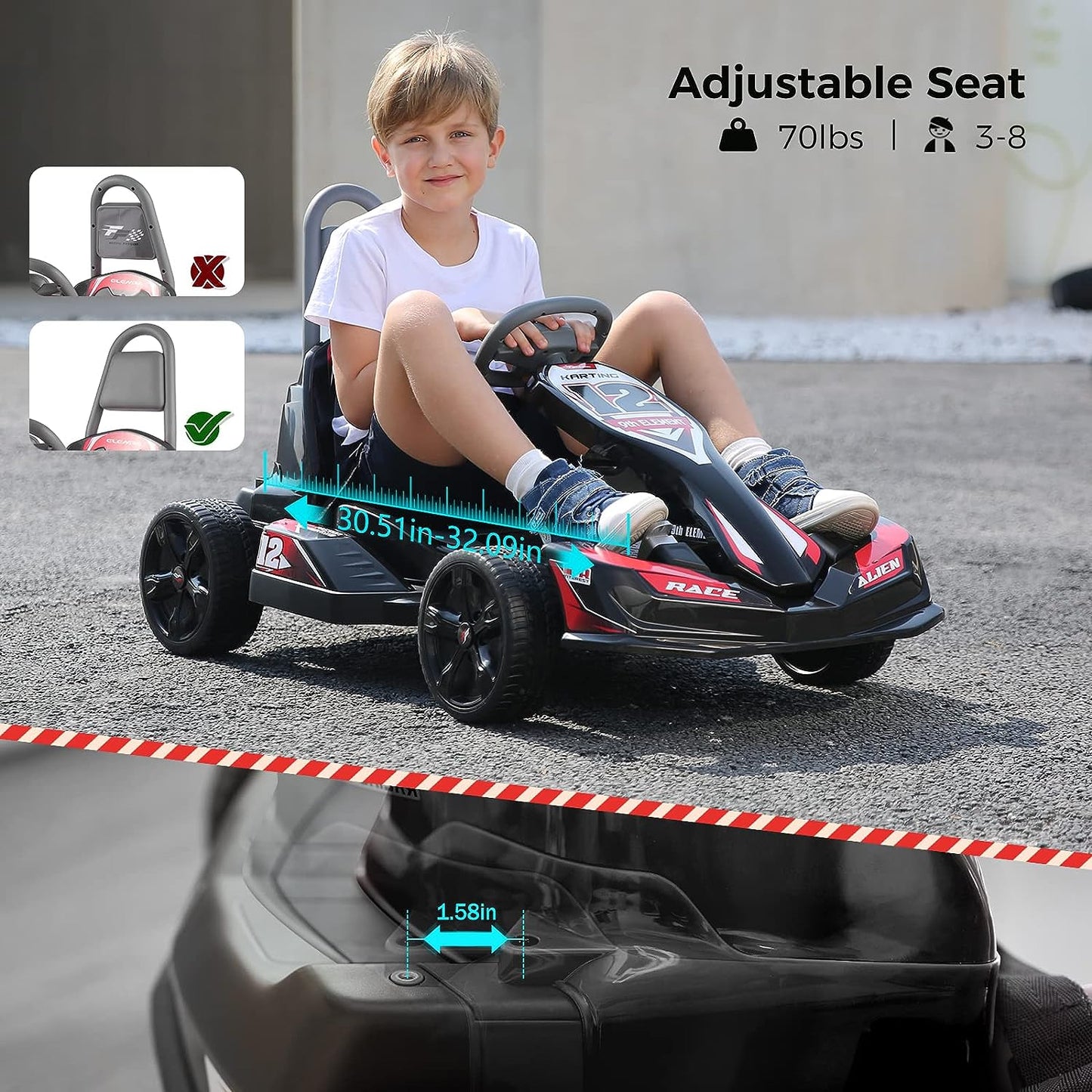 New Predatour 12V Electric Kids Ride on Go Kart with Parent Remote - EVA Wheels