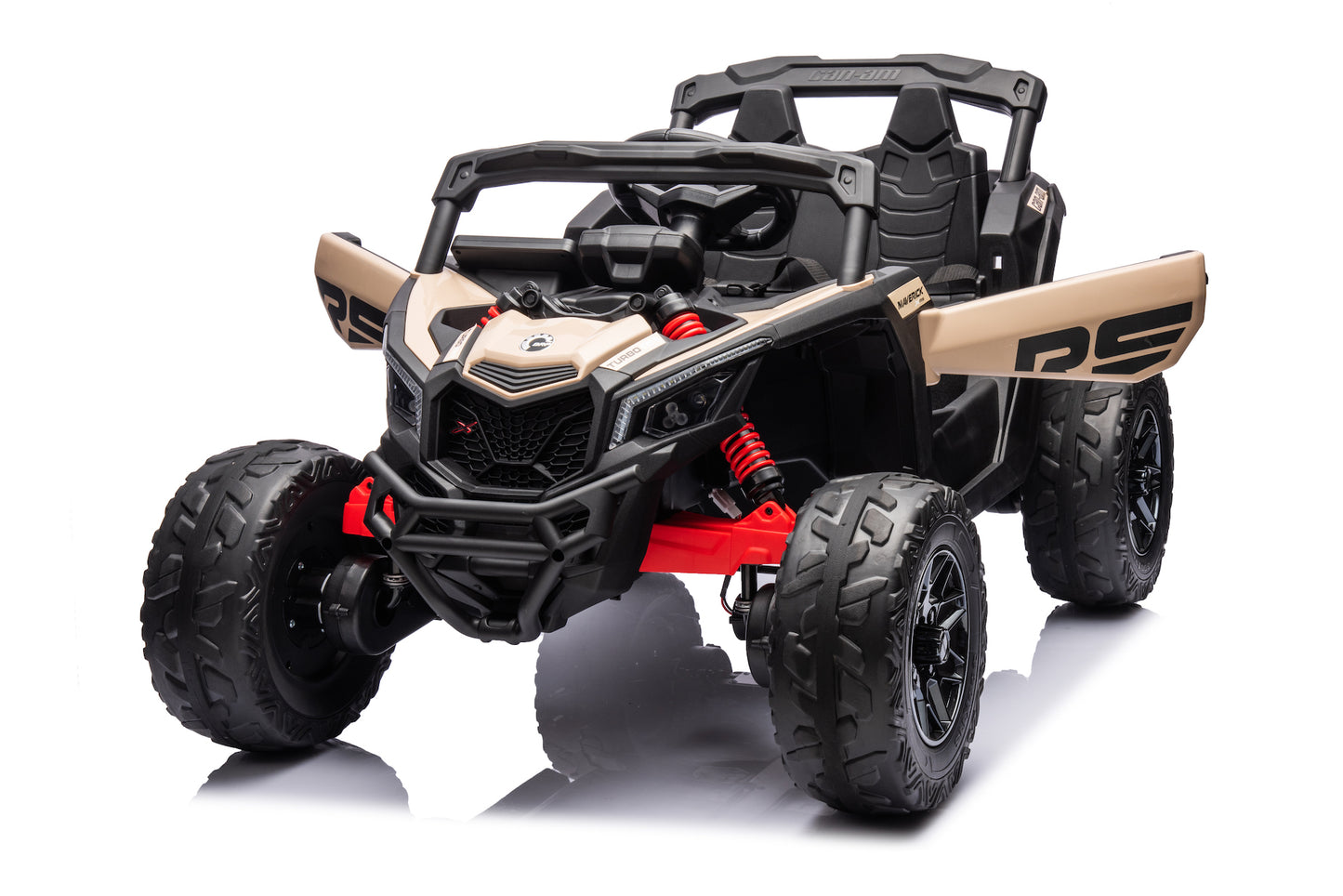 Licensed Can-Am Maverick UTV 24V Kids Ride on Buggy with 4 x Motors and Remote - Khaki