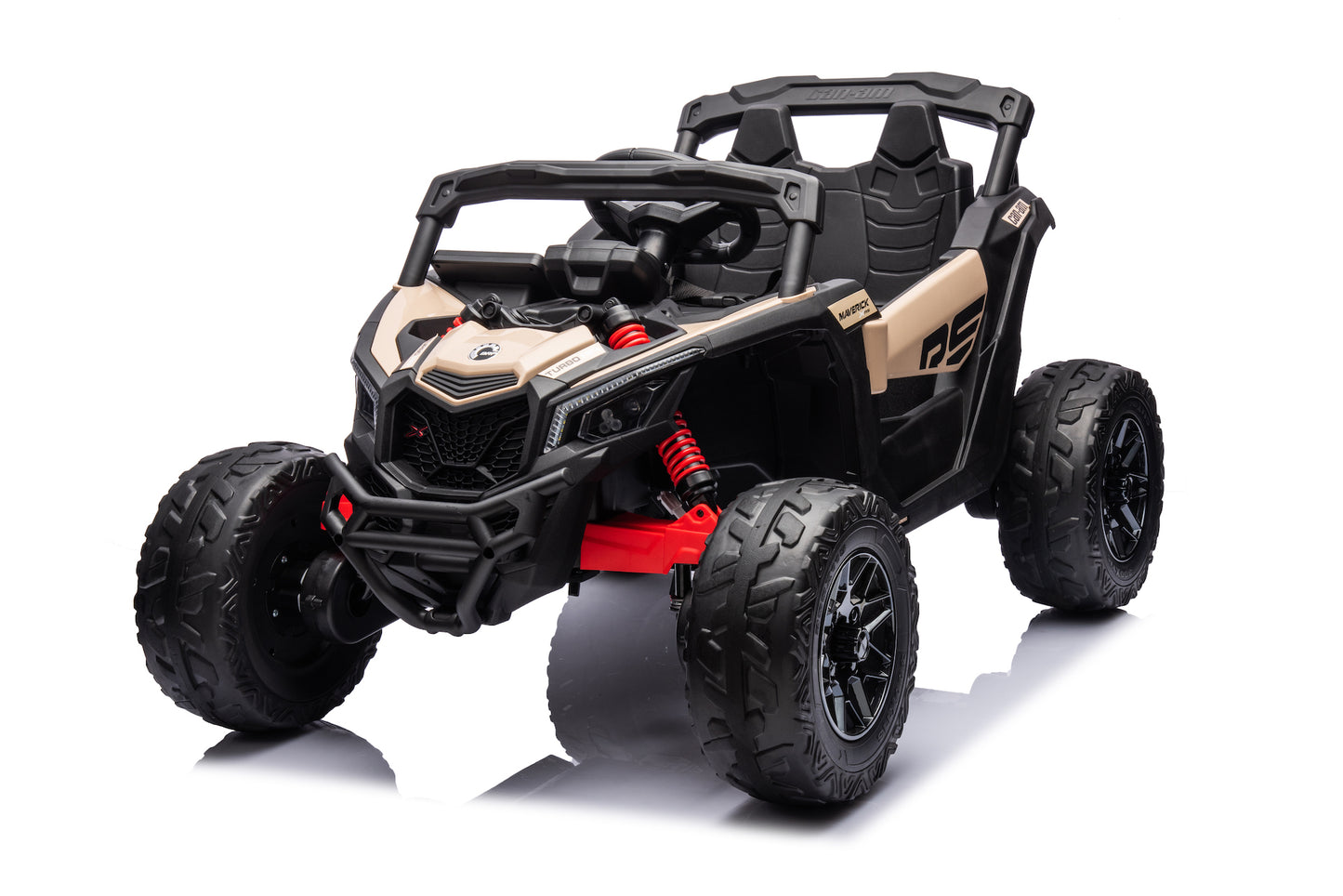 Licensed Can-Am Maverick UTV 24V Kids Ride on Buggy with 4 x Motors and Remote - Khaki