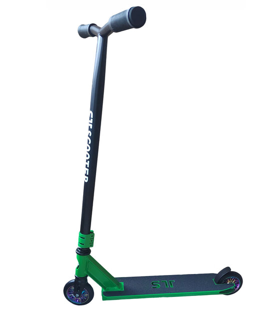 Smart Tech Stunt Scooter Aluminium Clamp Alloy Core Wheels and Deck - Green