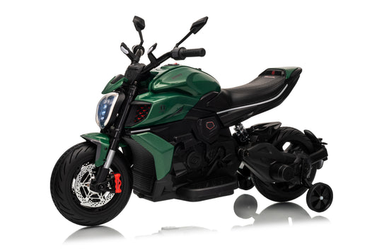 Ducati Diavel Bentley Kids 12v Ride on Electric Motor Bike with Stabilizer - Green