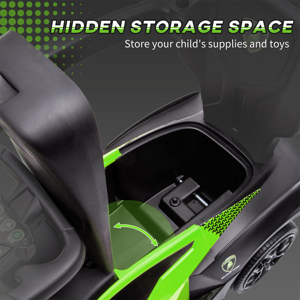 Lamborghini SCV12 Multi Function Foot to Floor Ride on Car with Push Handle - Green