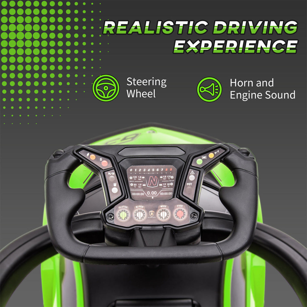Lamborghini SCV12 Multi Function Foot to Floor Ride on Car with Push Handle - Green
