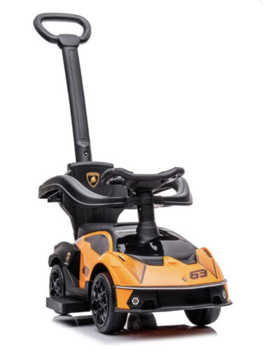 Lamborghini SCV12 Multi Function Foot to Floor Ride on Car with Push Handle - Orange