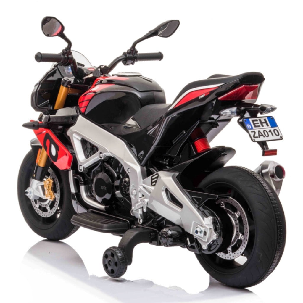 Licensed Aprilia Tuono V4 12V Ride On Kids Bike with Stabilisers - Red