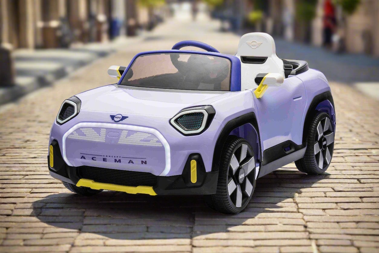 Miini Cooper Aceman 12v Electric Kids Ride on Toy Car With Remote - Purple