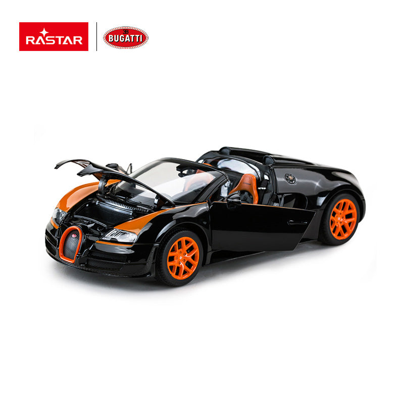 43900 Rastar Bugatti Grand Sport Vitesse 16.4 Die cast 1:18 Scale Toy Car with Open Doors - Black