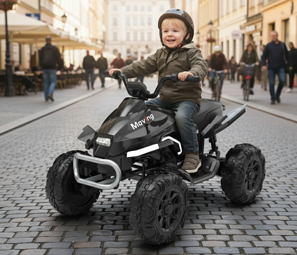 New 24V Kids Electric Ride on Quad Bike ATV 2x200W Motors EVA Wheels Black