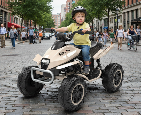 24V Kids Ride on Electric Quad Bike ATV 2x200W Motors EVA Wheels Beige
