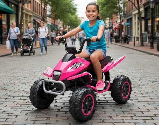 24V Kids Ride on Electric Quad Bike ATV 2x200W Motors EVA Wheels Dark Pink