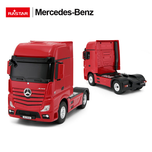 74920 Rastar RC 1:26 Scale Mercedes-Benz Actros Truck and Toy Car with Remote - Red