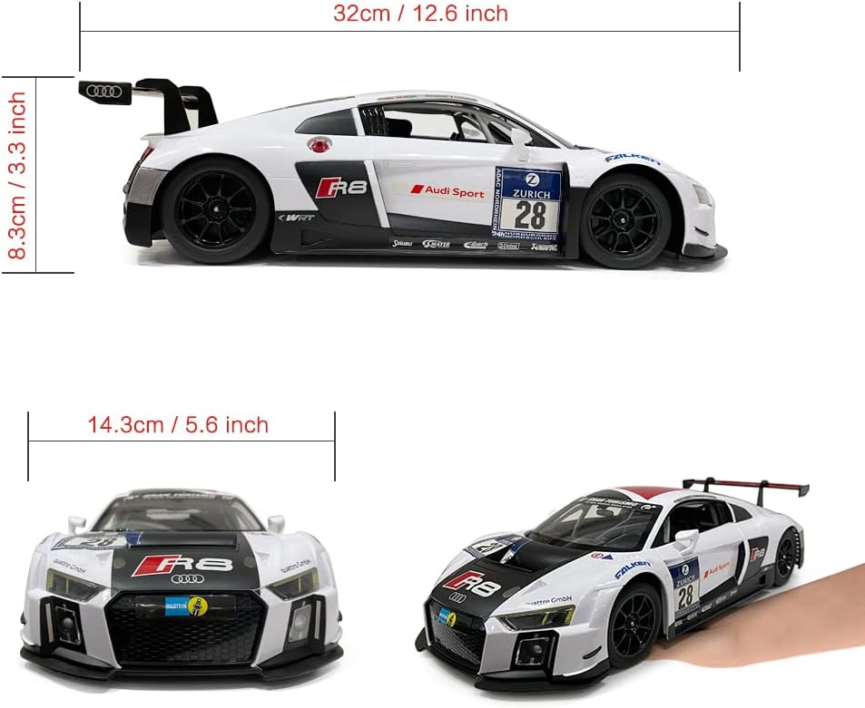 75300 Rastar RC 1:14 AUDI R8 LMS Kids Remote Control Toy Car - White