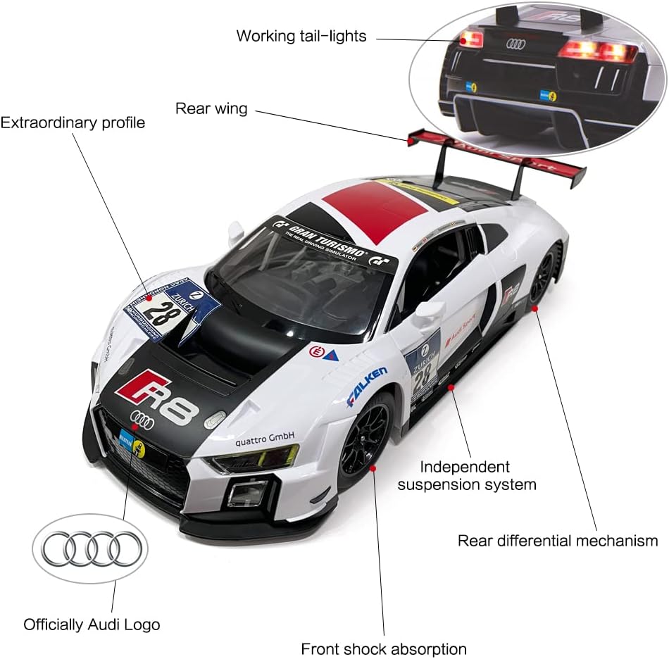 75300 Rastar RC 1:14 AUDI R8 LMS Kids Remote Control Toy Car - White