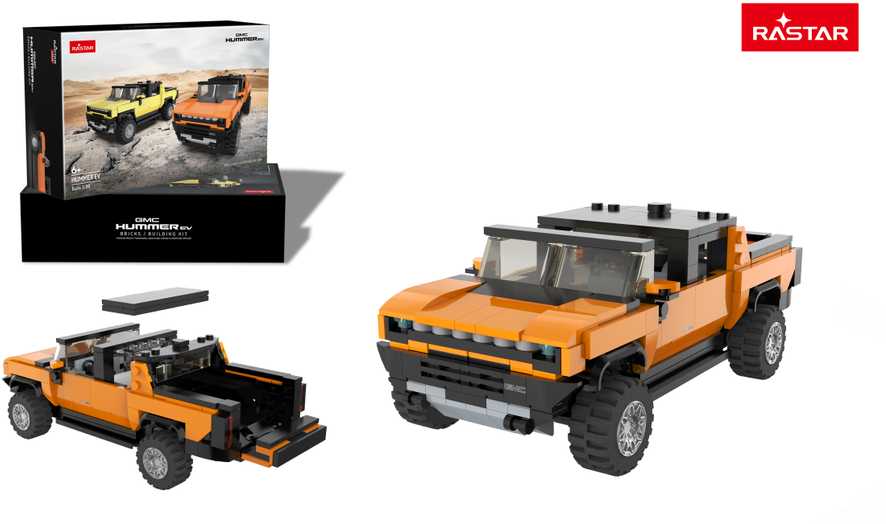 93700 Rastar 1:30 Hummer EV Bricks/Assemble Kids Toy Car - Orange