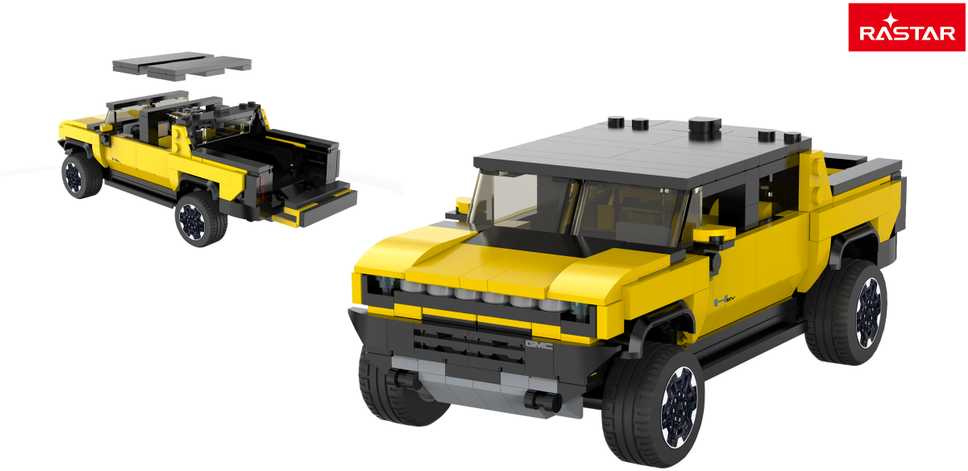 93700 Rastar 1:30 Hummer EV Bricks/Assemble Kids Toy Car - Yellow