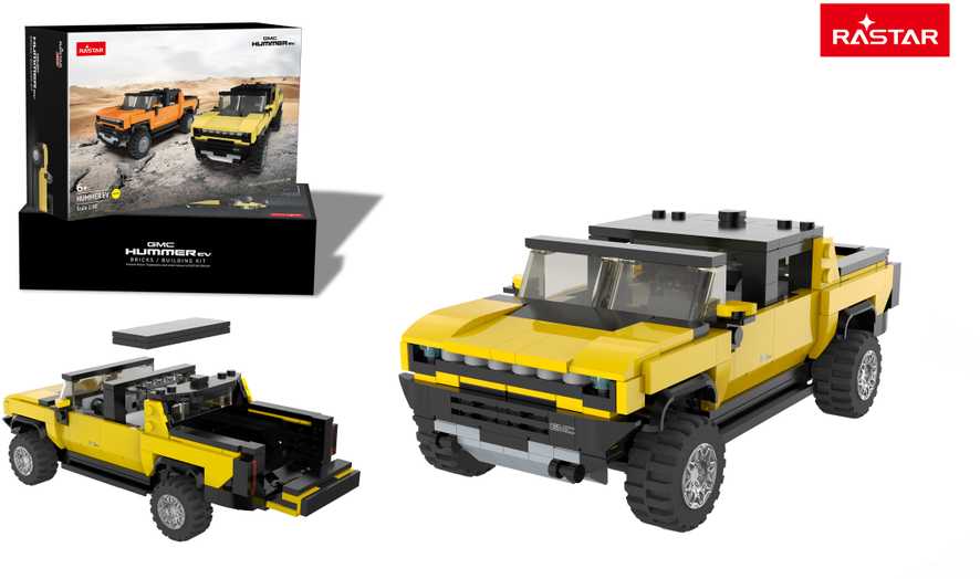 93700 Rastar 1:30 Hummer EV Bricks/Assemble Kids Toy Car - Yellow
