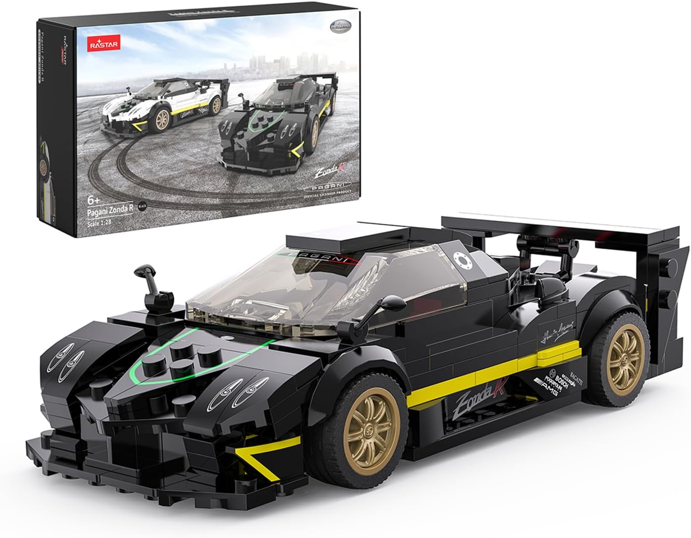 93900 Rastar 1:28 Pagani Zonda R Bricks/Assemble Kids Toy Car - Black