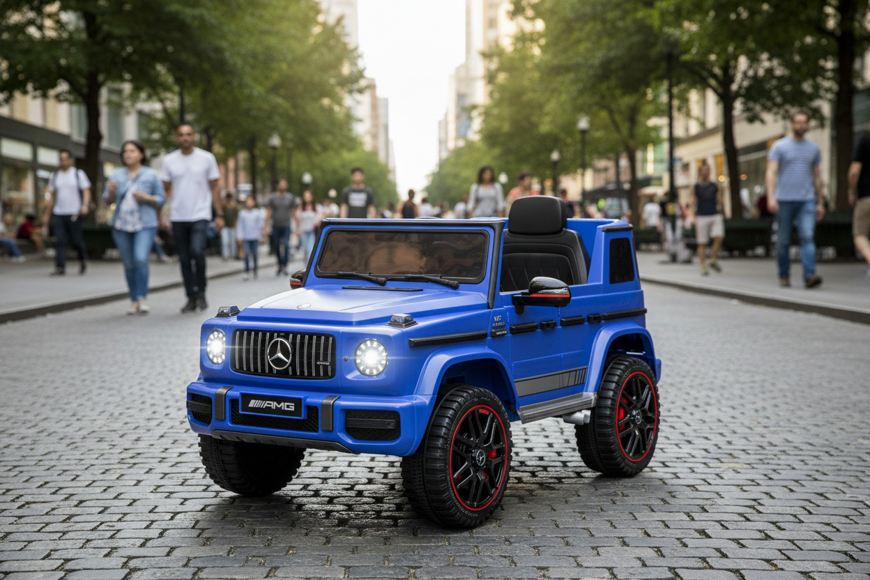 Mercedes G63 12v Ride on Car SUV with Remote - Blue - Leather Seat & EVA Wheels