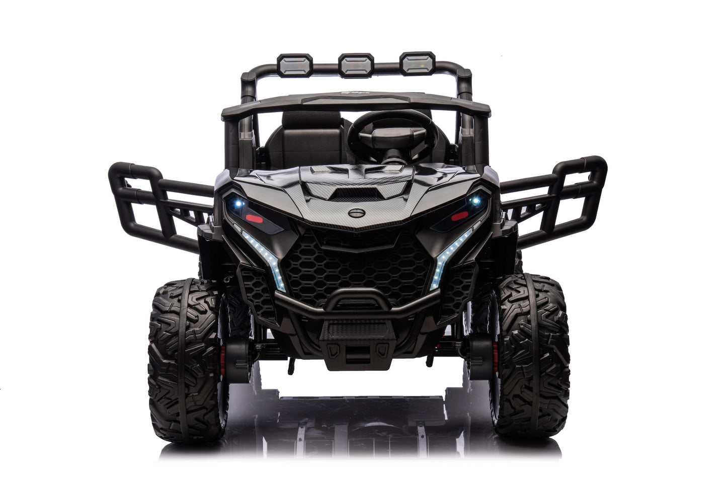 24v Kids 2 Seater Ride on UTV Buggy With Remote Leather Seats EVA Wheels 4 x Motors - Black