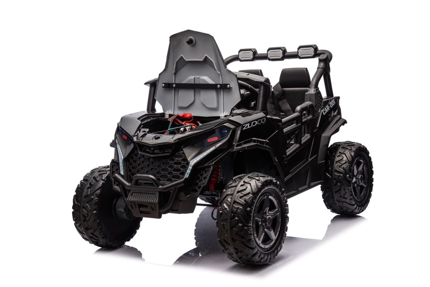24v Kids 2 Seater Ride on UTV Buggy With Remote Leather Seats EVA Wheels 4 x Motors - Black