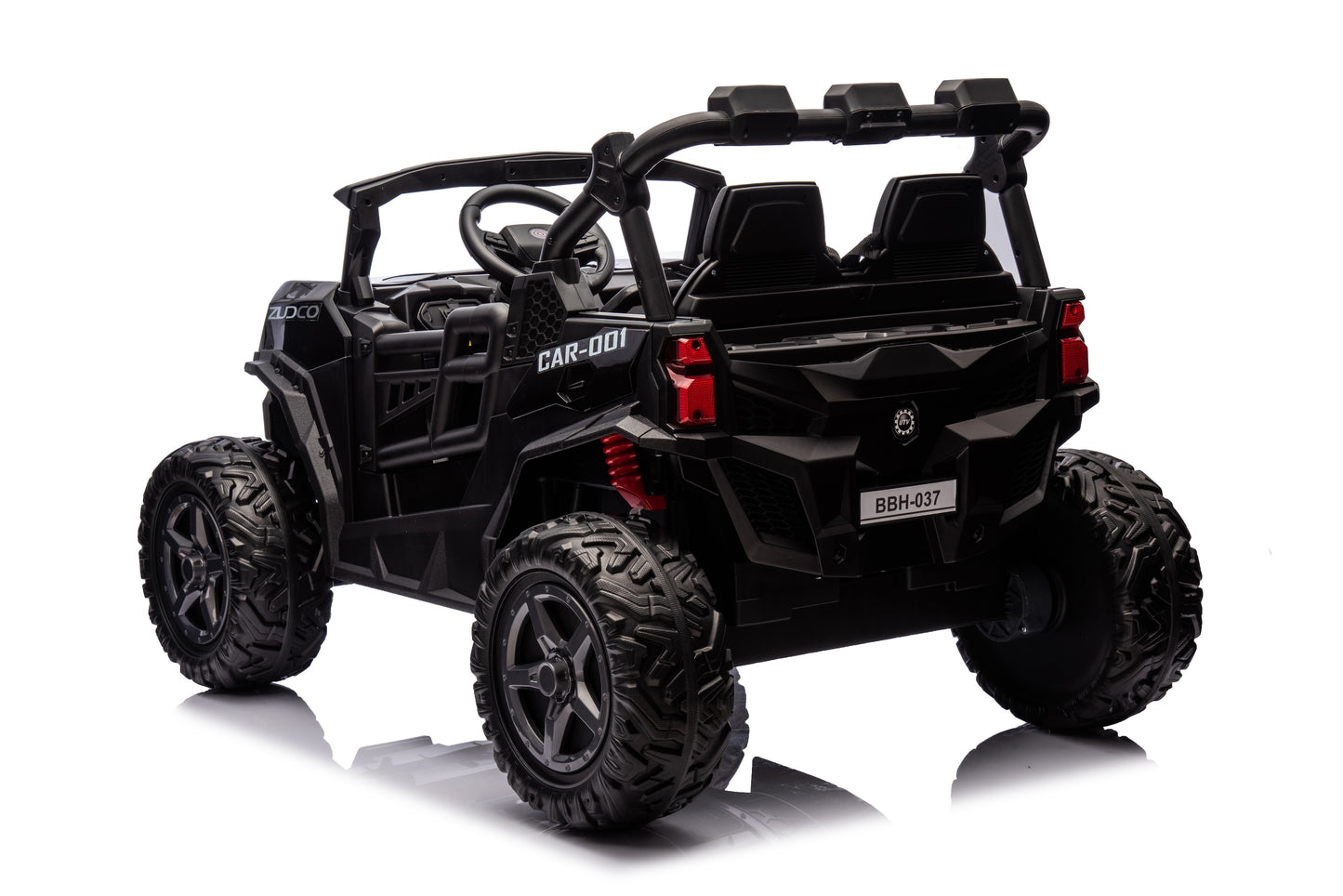 24v Kids 2 Seater Ride on UTV Buggy With Remote Leather Seats EVA Wheels 4 x Motors - Black