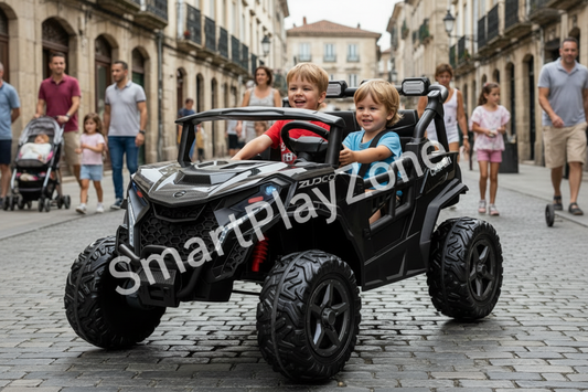 24v Kids 2 Seater Ride on UTV Buggy With Remote Leather Seats EVA Wheels 4 x Motors - Black