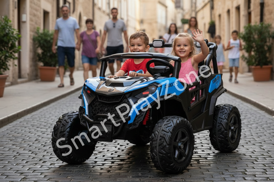 24v Kids 2 Seater Ride on UTV Buggy With Remote Leather Seats EVA Wheels 4 x Motors - Blue