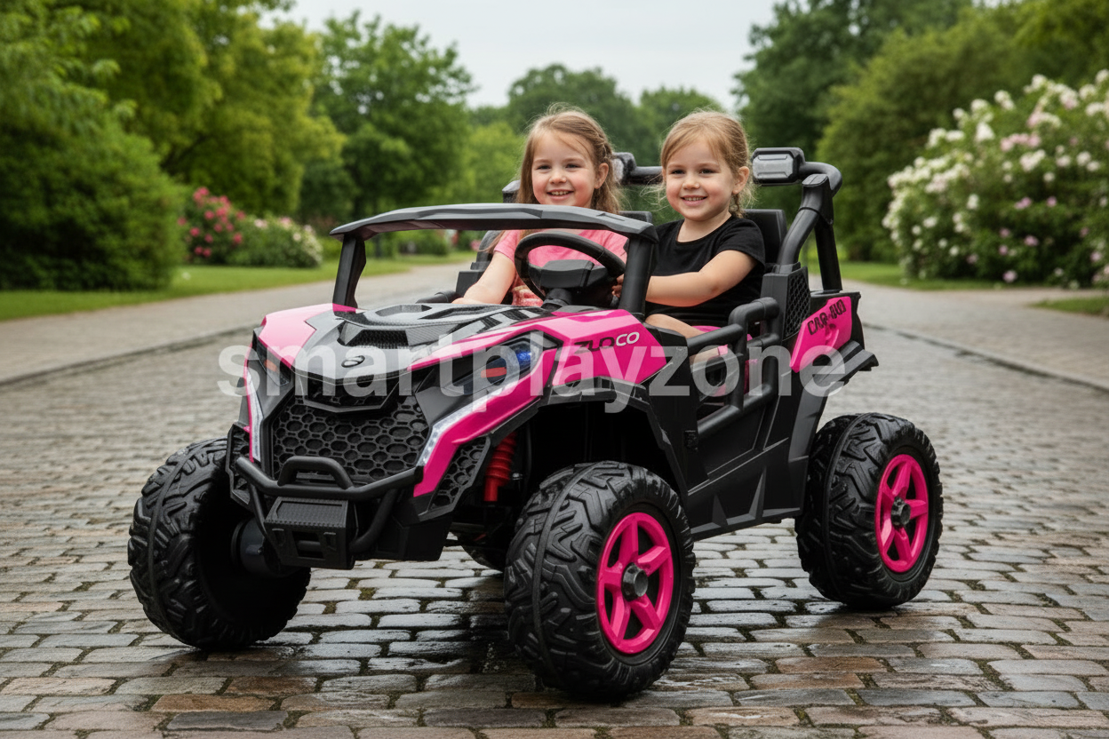 24v Kids 2 Seater Ride on UTV Buggy With Remote Leather Seats EVA Wheels 4 x Motors - Pink