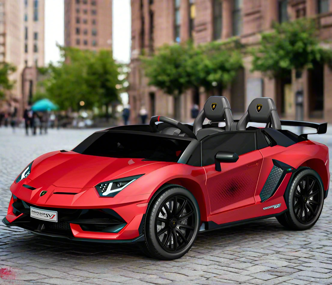 Licensed Lamborghini SVJ 24V Two Seater Kids Ride on Car With Remote Metallic Red