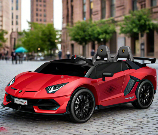 Licensed Lamborghini SVJ 24V Two Seater Kids Ride on Car With Remote Metallic Red