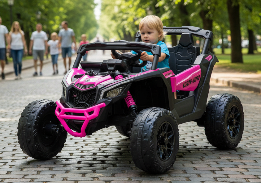 24v Can Am Maverick Kids Ride on UTV Buggy 4 Motors and Remote - Dark Pink