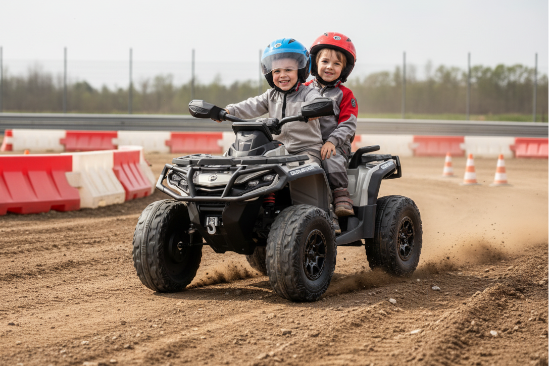 Licensed Cam Am 24V Electric Kids Ride on Outlander Two Seats Quad Bike - Grey