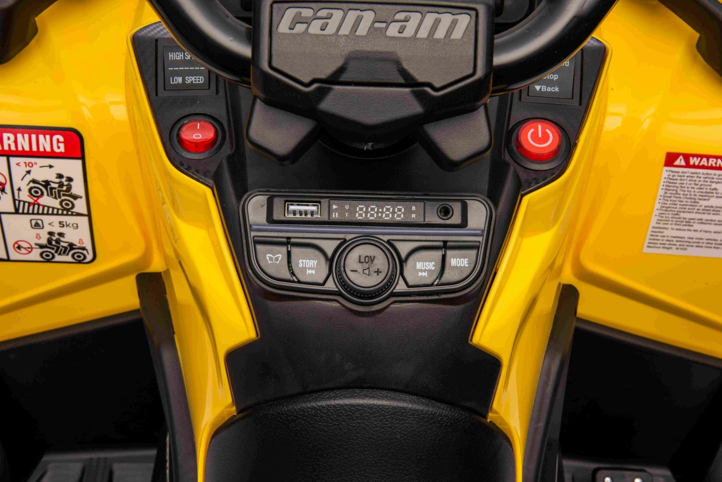 New Licensed Cam-Am Outlander Kids Ride on Electric 24V Two Seats Quad Bike  - Yellow