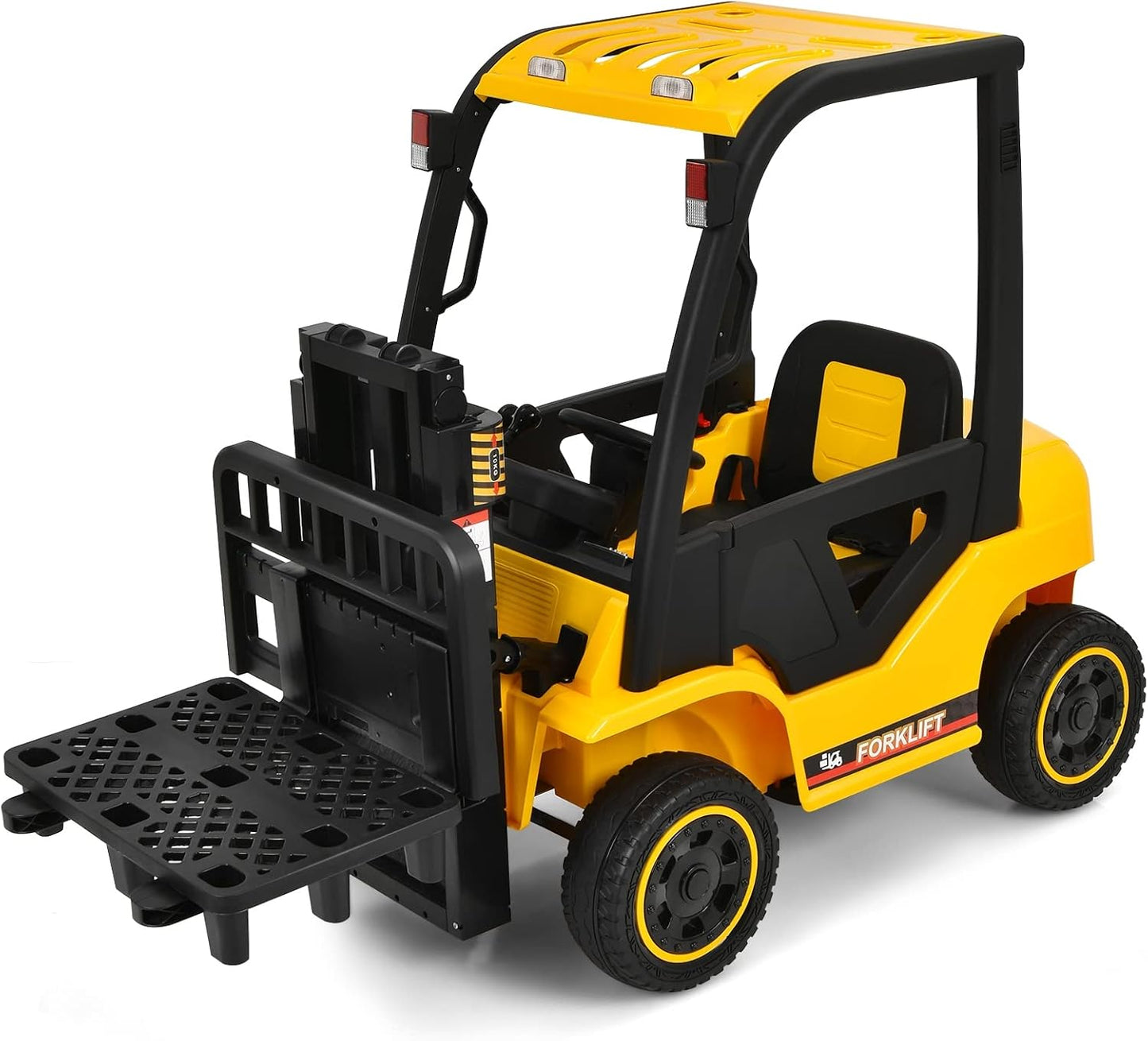 Kids Electric Forklift RC Car Ride On 12V Battery with Remote Liftable Forks in Yellow