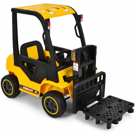 Kids Electric Forklift RC Car Ride On 12V Battery with Remote Liftable Forks in Yellow